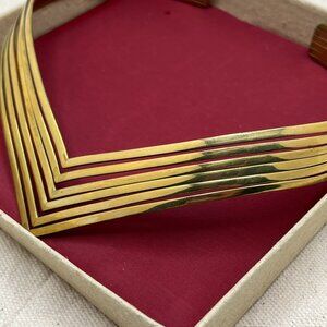 Vintage Gold Chevron Collar Necklace